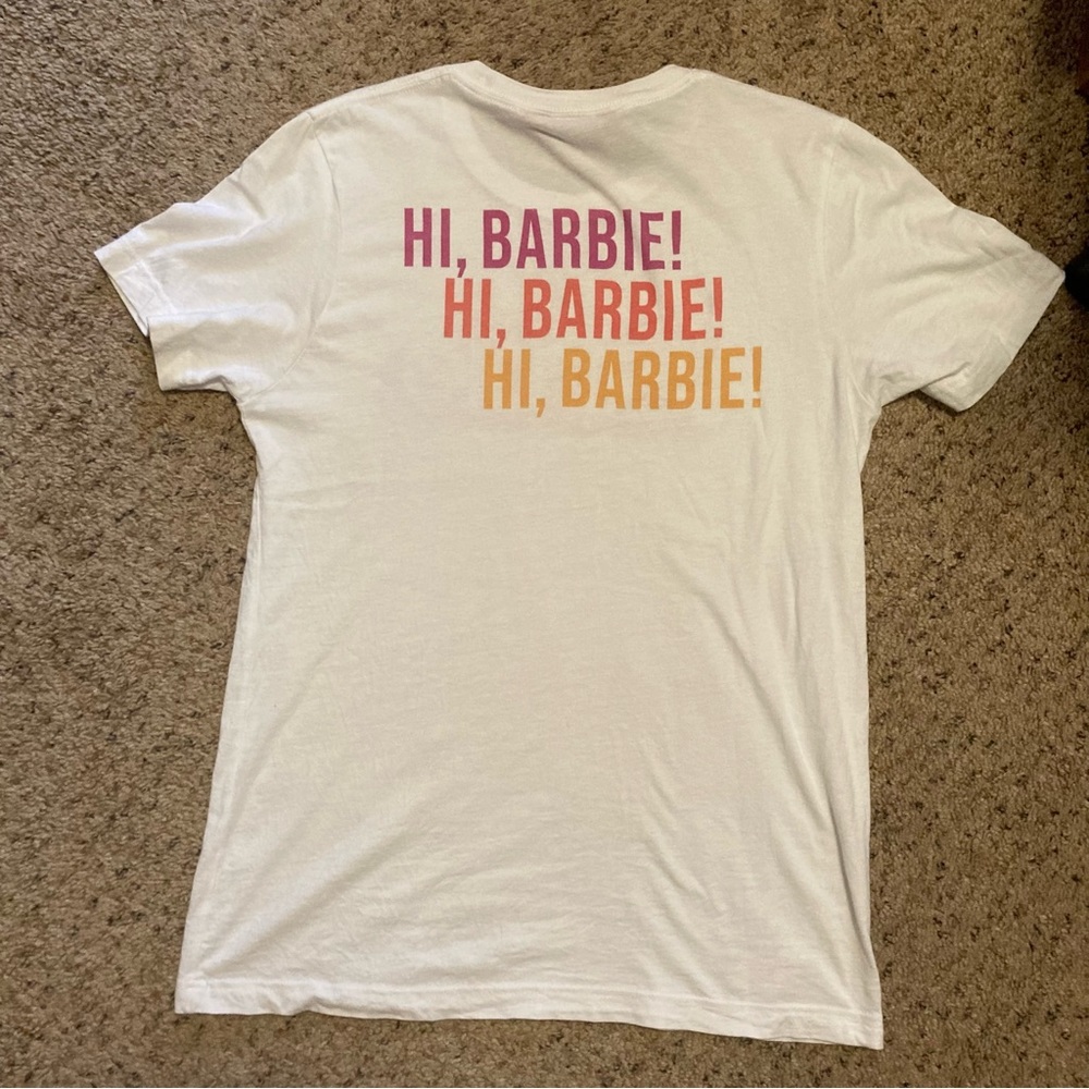 Barbie the Movie official white “Hi Barbie!” pink graphic T-shirt short sleeve